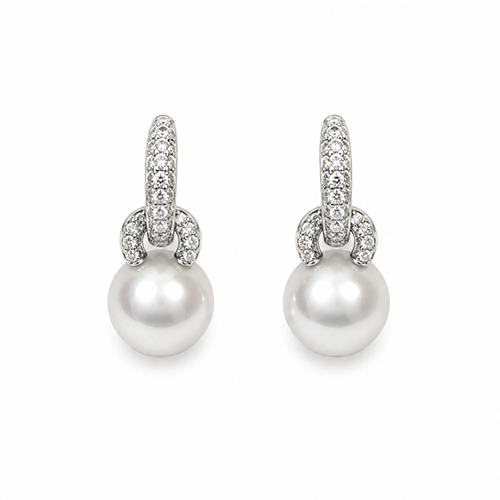 18K  South Sea Pearl Diamond Drop Earrings